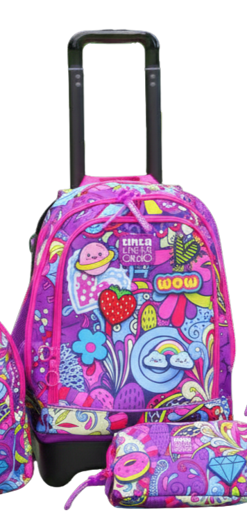 TROLLEY ZAINO DREAM CROSS TINTA UNITA CLICK GIRL POWER ROSA - IN POLIESTERE - CON PATCH (Copia)