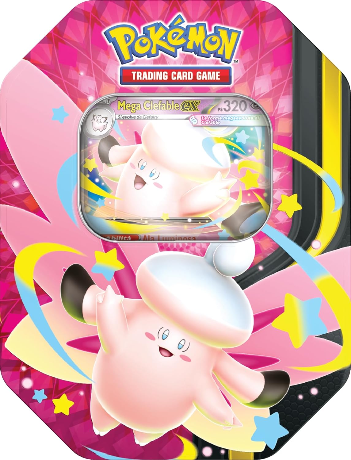 Pokémon: scatola da collezione Mega Chiarodiluna - Mega Clefable-Ex del GCC Pokémon (4 buste di espansione e 1 carta promozionale olografica), Edizione in Italiano