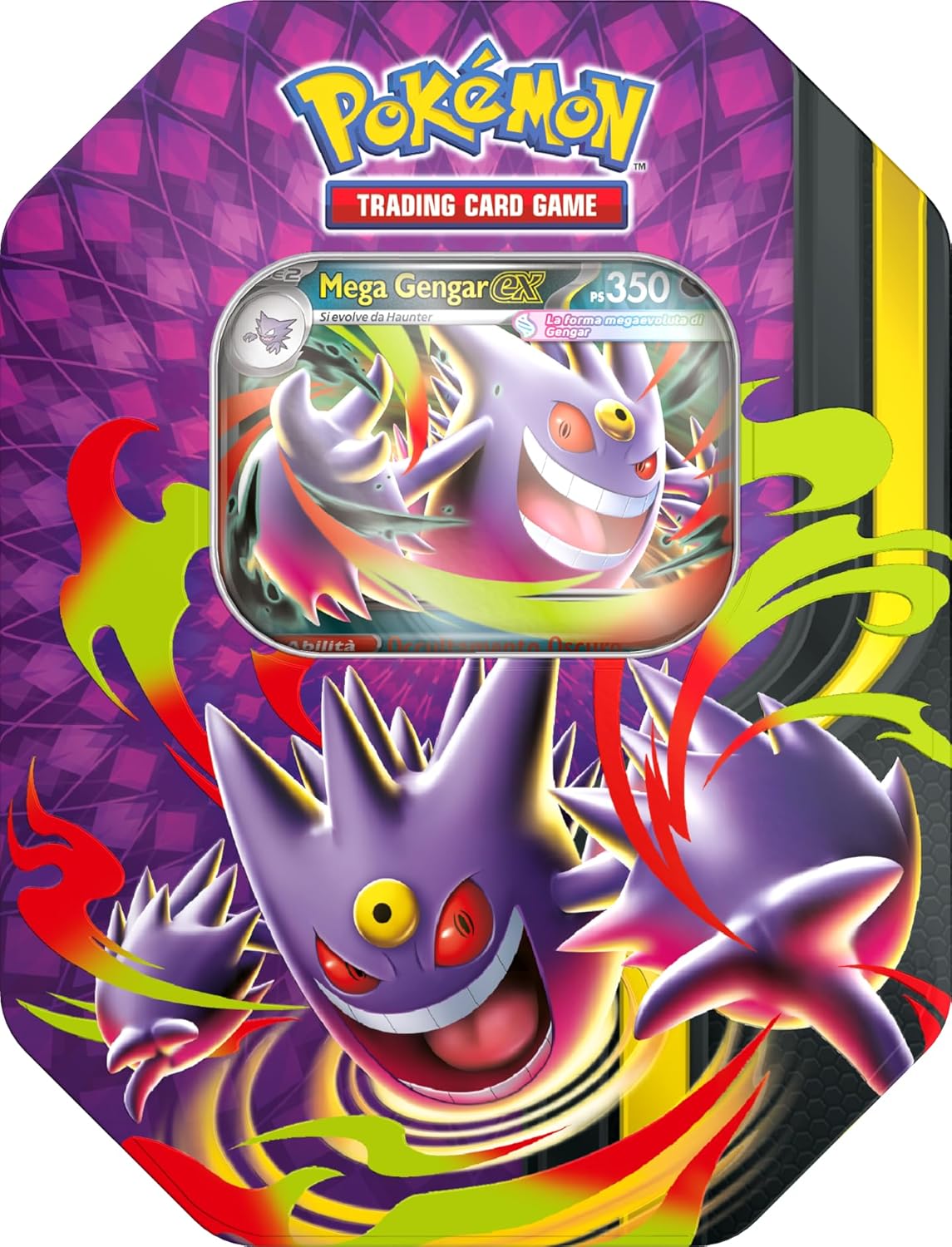 Pokémon: scatola da collezione Mega Gengar-Ex del GCC Pokémon (4 buste di espansione e 1 carta promozionale olografica), Edizione in Italiano-Ex del GCC Pokémon (4 buste di espansione e 1 carta promozionale olografica), Edizione in Italiano (Copia)