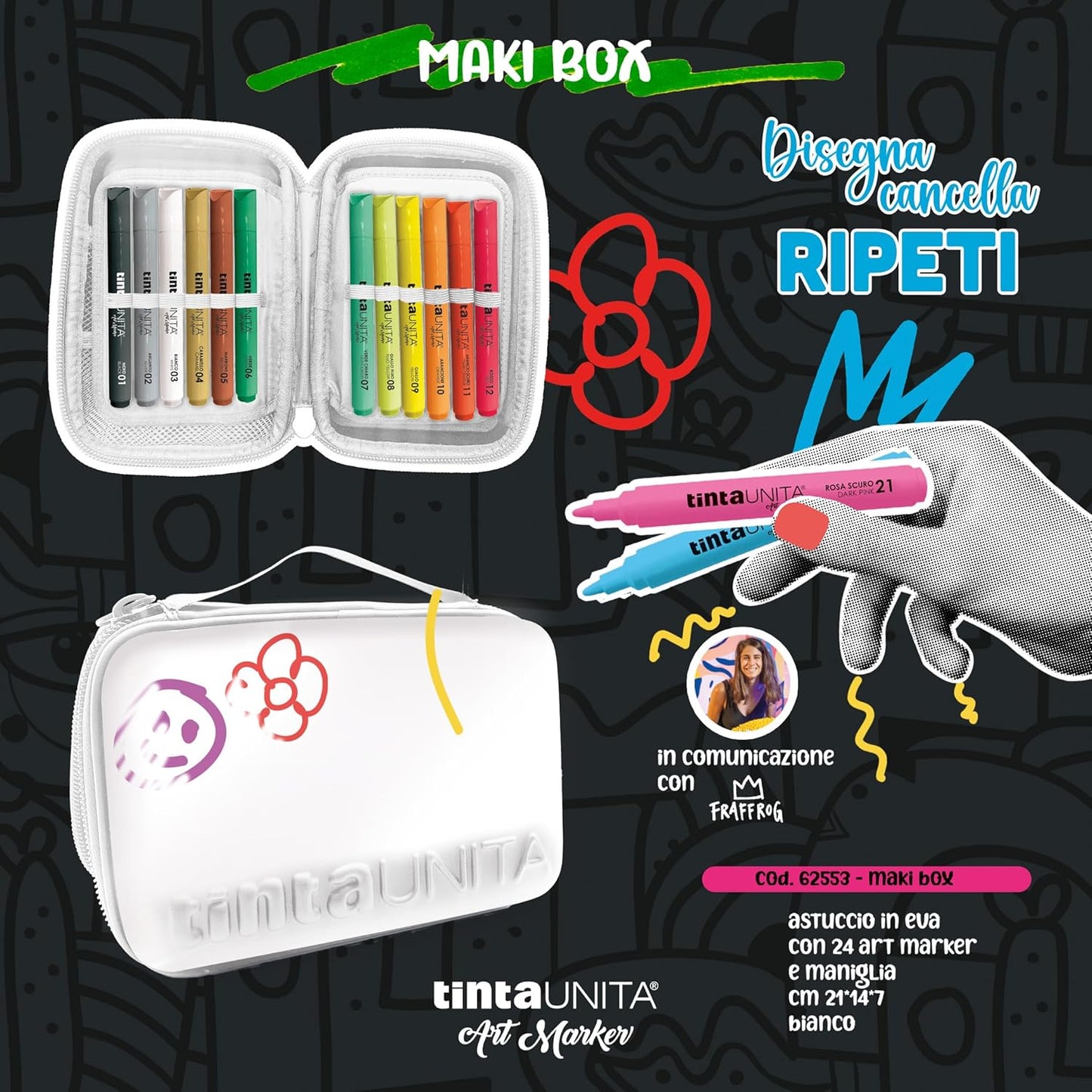 ASTUCCIO MAKI BOX ART MARKER ACRILICO PZ.24 COL. ASSORTITI - Tinta Unita