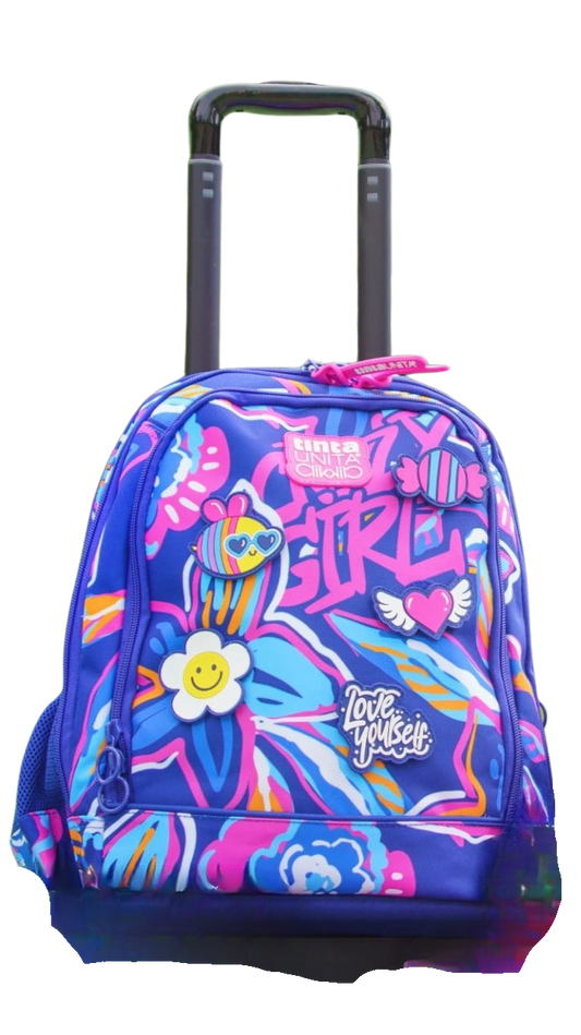 TROLLEY ZAINO DREAM CROSS TINTA UNITA CLICK CRAZY GIRL VIOLA - IN POLIESTERE - CON PATCH (Copia)
