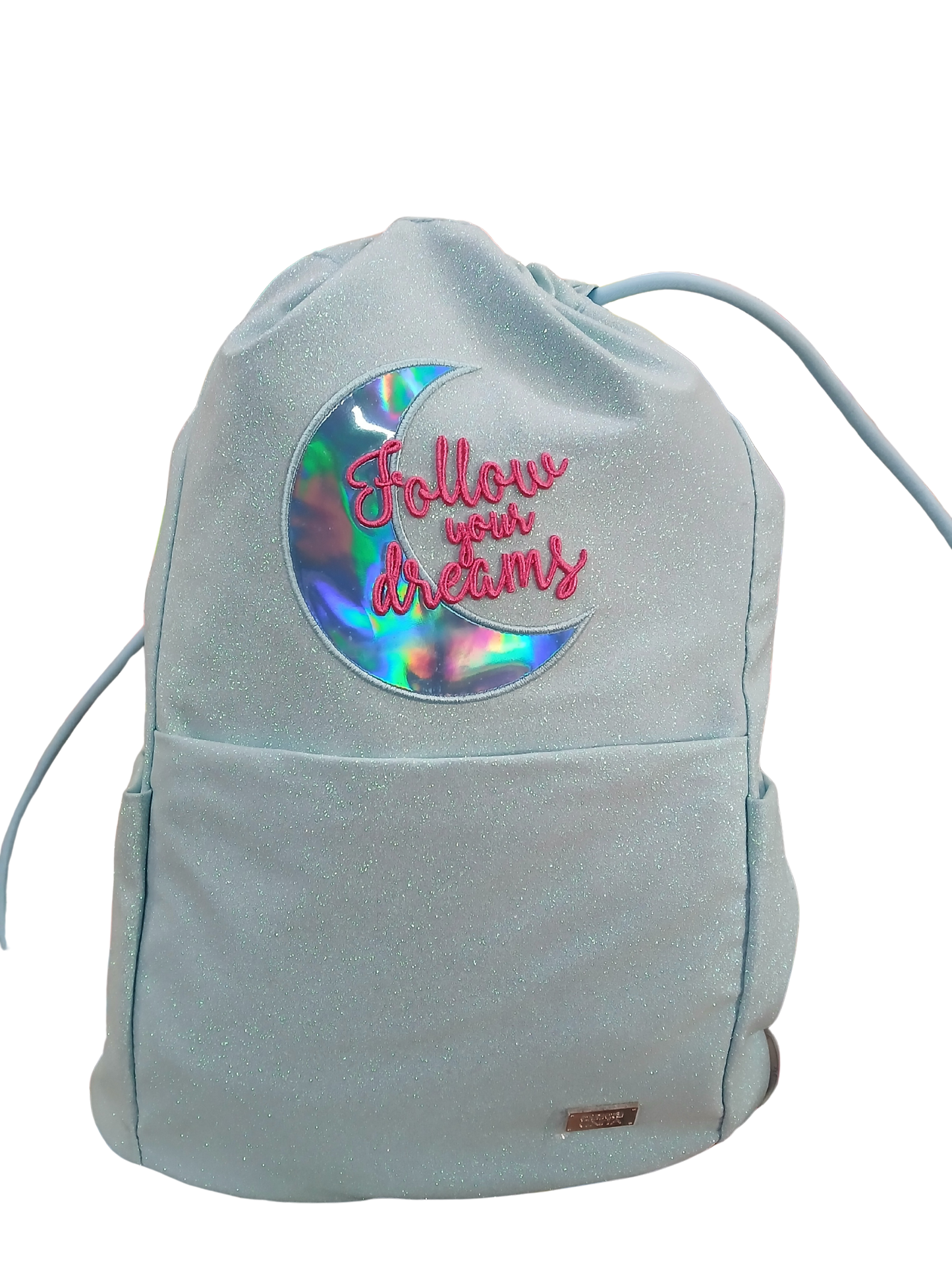 SAKKY BAG TURCHESE GLITTERRATA - TINTA UNITA GLAMOUR