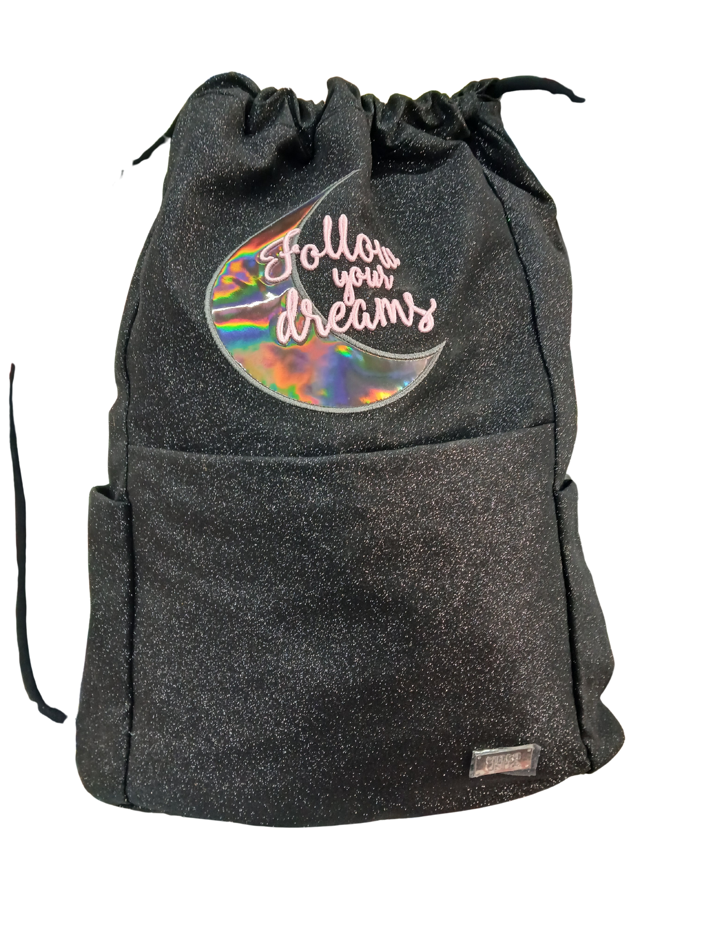 SAKKY BAG NERO GLITTERRATA - TINTA UNITA GLAMOUR