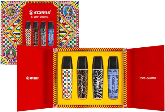 STABILO BOSS ORIGINAL x DOLCE&GABBANA - Cofanetto Premium con 4 evidenziatori - Edizione Limitata