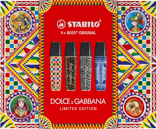 STABILO BOSS ORIGINAL x DOLCE&GABBANA - Cofanetto Premium con 4 evidenziatori - Edizione Limitata