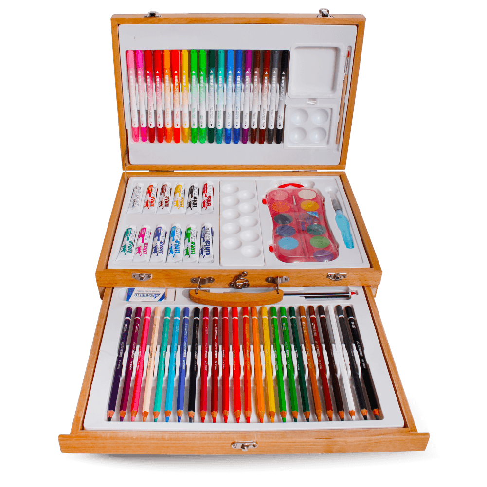 VALIGETTA COLORE LEGNO 3 PIANI - 66 PZ.