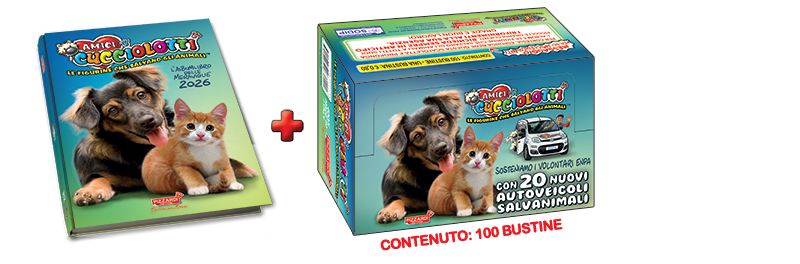 AMICI CUCCIOLOTTI 2026 - BOX 100 BUSTINE FIGURINE + ALBUMLIBRO