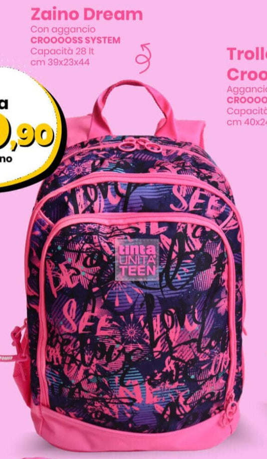 ZAINO DREAM CON AGGANCIO CROOOOSS SYSTEM TINTA UNITA TEEN GIRL