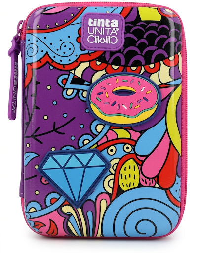 ASTUCCIO ONE TIME TINTA UNITA CLICK GIRL POWER ROSA - IN EVA - CON PATCH