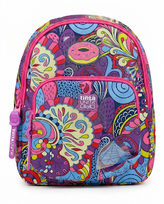 MINI ZAINETTO TINTA UNITA CLICK GIRL POWER ROSA - IN POLIESTERE - CON PATCH