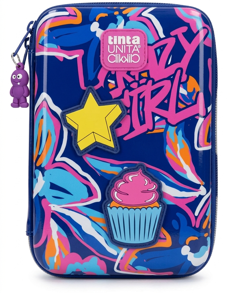 ASTUCCIO ONE TIME TINTA UNITA CLICK GIRL POWER VIOLA - IN EVA - CON PATCH
