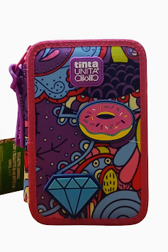 ASTUCCIO 3 ZIP TINTA UNITA GIRL POWER ROSA - IN POLIESTERE - CON PATCH